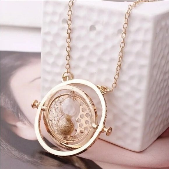 24K Gold Hermione Granger Time Turner Necklace (Harry Potter Cute Pendant Noble - Picture 2 of 5